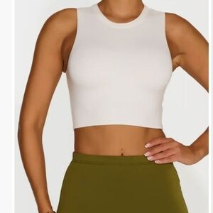 NAKED WARDROBE Bare Crop Tank Top size small color ivory,  close fitting